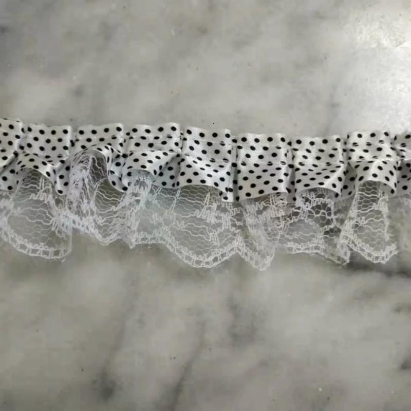 4cm Wide White Black Double Layer 3D Polyester tulle Lace Fabric Embroidered Ribbon Edge Trim Collar Dress Decorated DIY Crafts