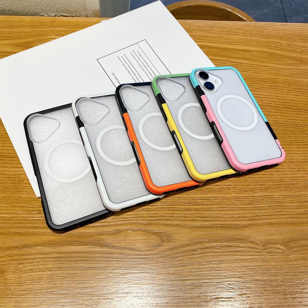 For iPhone 16 Case Compatible with MagSafe Detachable 2-in-1 TPU+PC Clear Phone Cover - Pink / Blue