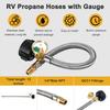 LONGADS 15 Inch (Packs Of 2) RV Propane Hoses With Gauge, Stainless Steel Braided Camper Tank Hose,Rv Lp Gas Hoses Connector For Standard Two-Stage