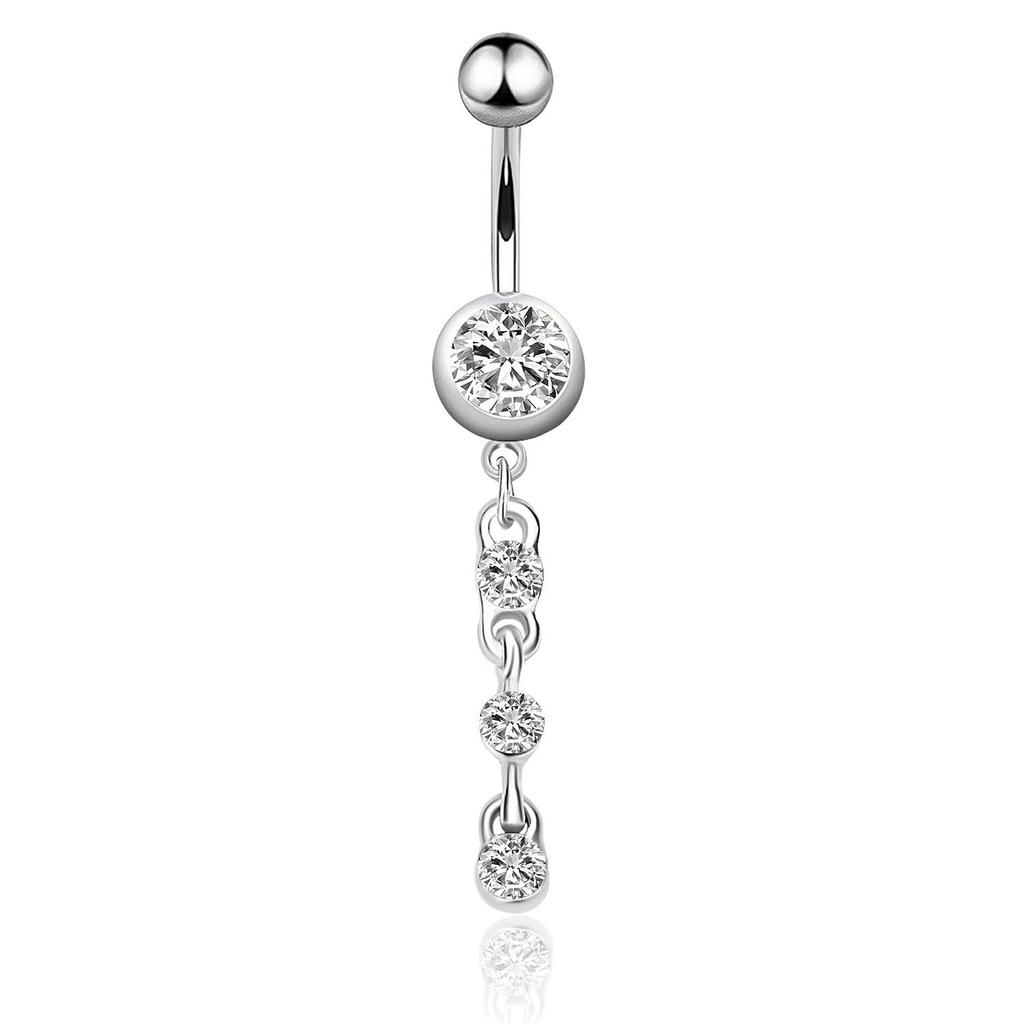 Stainless Steel Zircon Belly Button Ring with Diamond