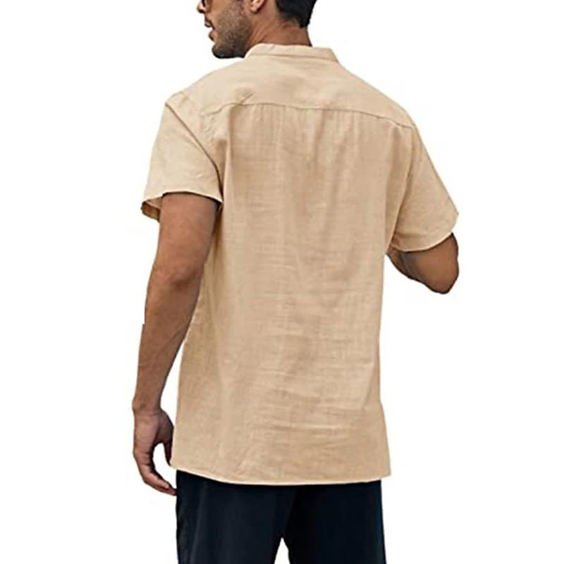 Мужская льняная рубашка с коротким рукавом — фото 7