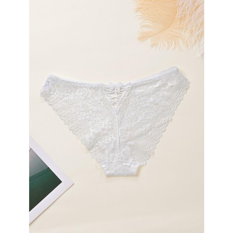 Ladies Summer New Sexy Lace Lace Bow Cross Belt Mid Waist Triangle Briefs