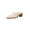 Fashion 2025 Fashion Covered Toe Genuine Leather Slippers Women Thick Heels Casual Mules Summer Daily Walk Sheepskin Leather Slippers