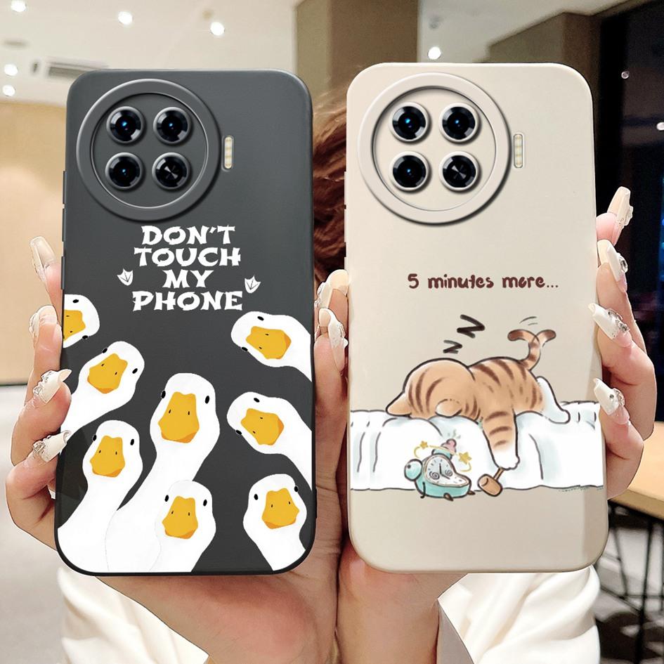 For Tecno Spark 20 Pro+ 2024 Case Fashion Flower Cactus Soft Liquid Silicone Lens Protective Cover on Spark 20 Pro Plus KJ7 Etui