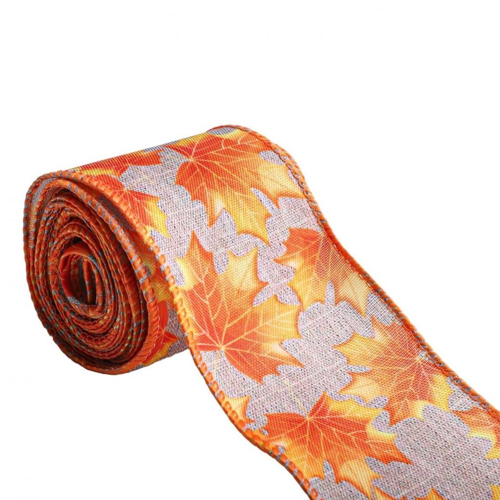 Thanksgiving Ribbon Autumn Harvest Overlock Ribbon Pumpkin