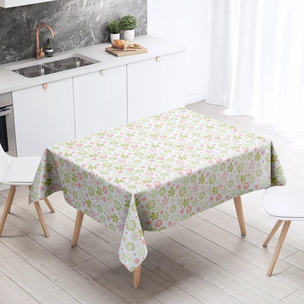 Cartoon Floral Tablecloth Home Decor Anti-Stain Waterproof Table Decoration Rectangular Kitchen Fireplace Countertop