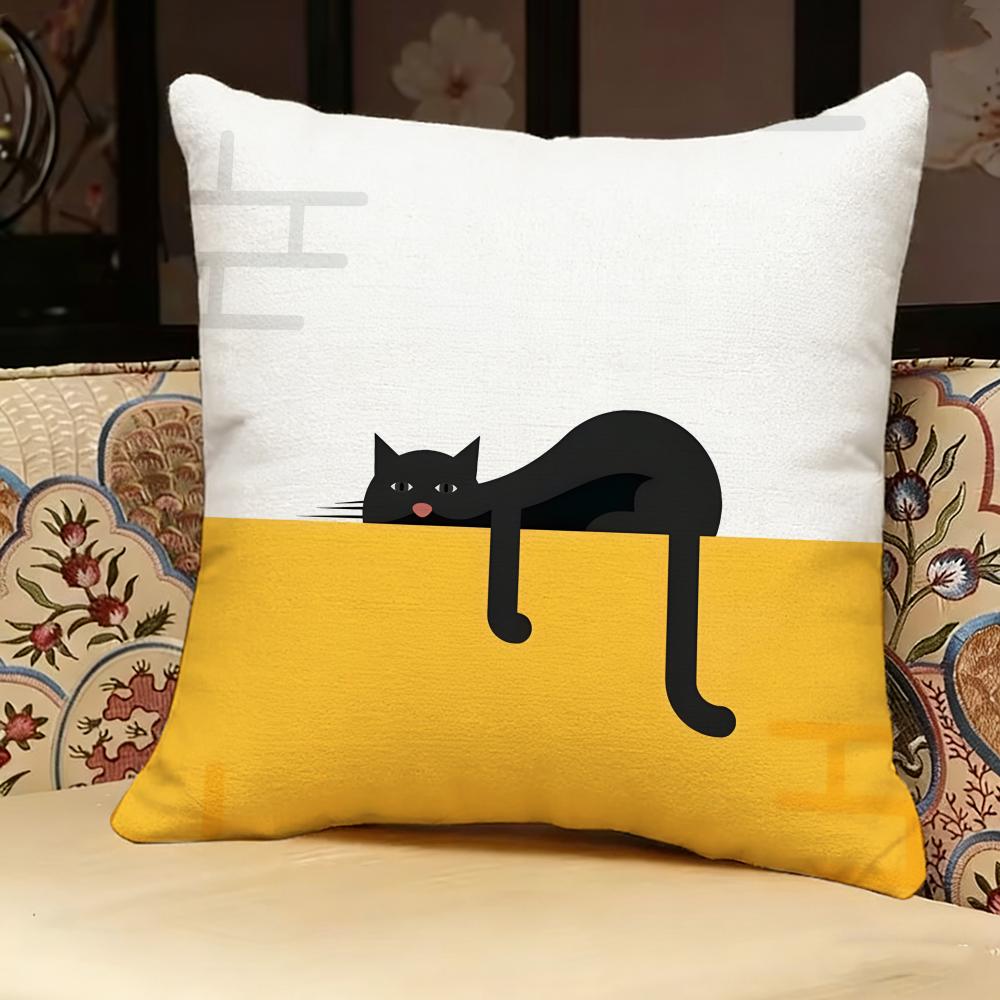 Black Cat Yellow Pillow Case Pillowcase, Double-sided Printed, Sofa Cushion, Bedroom Headboard Pillow