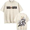 Washed Vintage Anime Soul Eater Maka Albarn Soul Evans Graphic Tshirt Mens Retro Manga T Shirts Men Cotton Oversized Tshirts