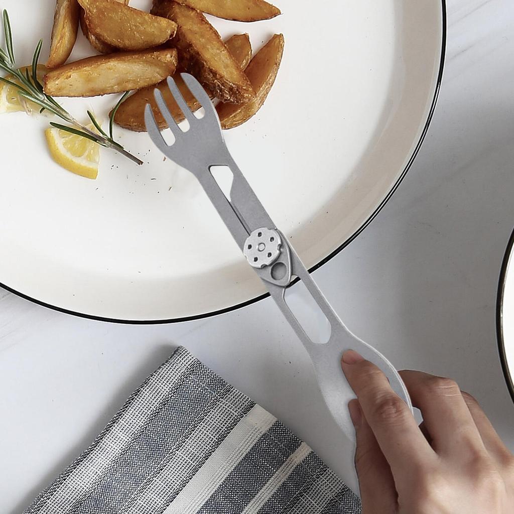 Titanium Rotating Spork Picnic 2-in-1 Folding Spoon And Fork Lightweight Camping Tableware For Barbecues Hiking Survival Picnic