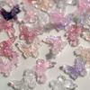 30Pcs Diy Nail Art Decor 3D Butterfly Flower Jewelry Nail Drill Aurora Resin Butterfly Glitter Rose Nail Diamond Manicure Design