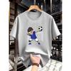 Men pure cotton round neck fashionable creative football goalkeeper special print design casual wear comfortable
