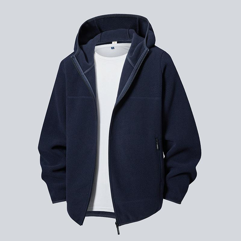 Men's and Women's Autumn and Winter Fleece Thickened Cardigan Top Double-sided Fleece Sweater