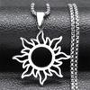 Witch Moon Sun Necklace for Women Men Stainless Steel Stone Occult Luna Crescent Wicca Chain Jewelry collares acero inoxidable