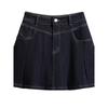 College Sweet Plus Size Denim Skirt A- Line High Waist Pleated Slim-Fit Cover Fashion Tape Lining Skirt M-4XL