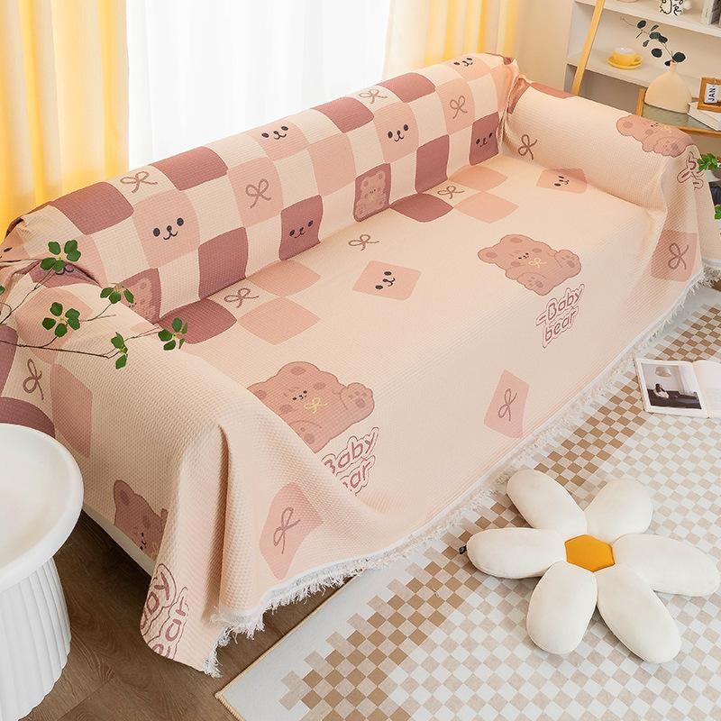 Nordischer Instagram-Stil Kratzfest Baumwolle und Leinen Sofa Handtuch Überwurf Tuch Sofabezug Vollständig bedeckt Vier Jahreszeiten Universal Sofakissen Sommer