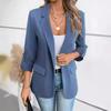 Women's Solid Color Long-Sleeve Suit Jacket - Autumn & Winter Fashion