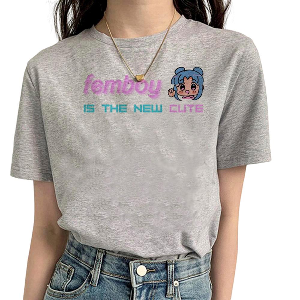 Femboy Tee Women Designer Streetwear Y2K Tshirt Girl Comic Clothes