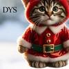 Santa Hat Kitten Charms Cat Christmas Ornament, Acrylic Car Mirror Hanging Decor with Holiday Gift Packaging Embellishments Reindeer Antlers, 2D Cute