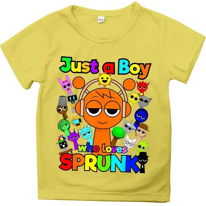 Just A Girl Who Loves Sprunki Tshirt Girls Cartoon Short Sleeve Summer Fashion Kids Clothes Baby Boys Incredibox Game T Shirts