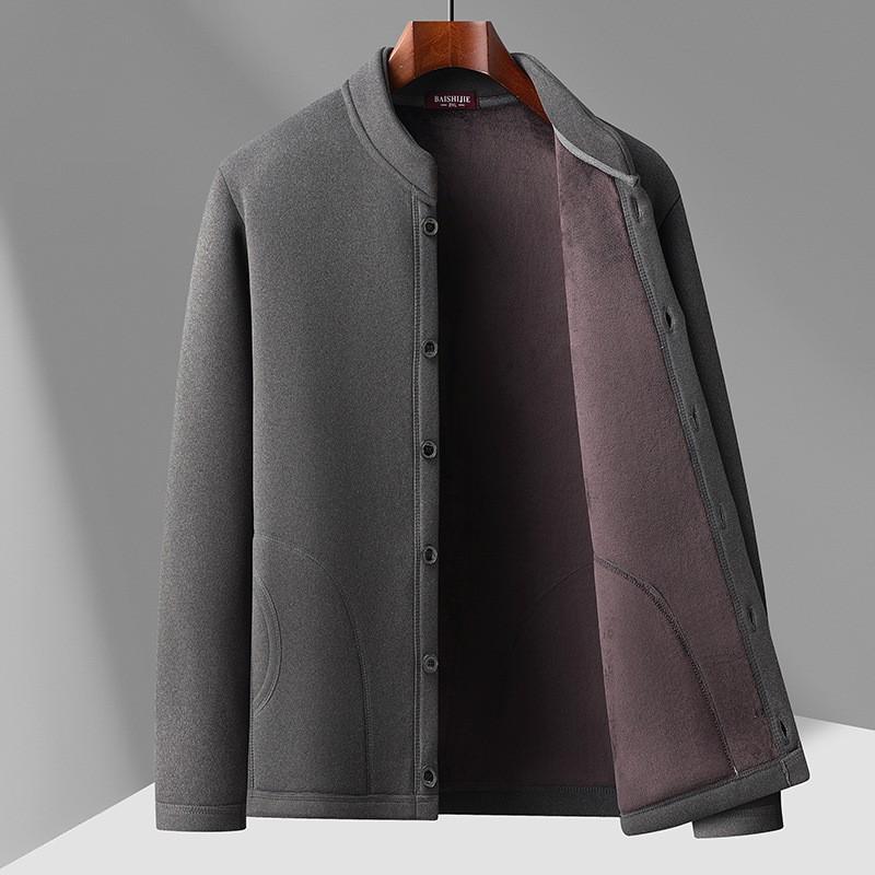 Mens Fleece Cardigan Coat Elderly Loose Fit Warm Winter Outerwear Plus Size XL-5XL