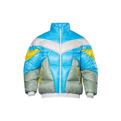 Li Ning Sport Warm Spliced Color Block Down Jacket Men Jackets Blue AYMQ591-2
