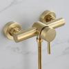 Tuqiu Brushed Gold Bathroom Shower Faucet Set Wall Mounted Shower Faucet, Bathroom Cold and Hot Bath and Shower Mixer Taps Brass