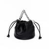 Niche Personality Drawstring Bucket Bag for Women's Retro Chain Leather One-shoulder Crossbody Bag Large Capacity
