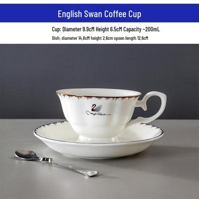HANDUNYOU European Style Glass Coffee Cup with Spoon, Small Swan (200ml)