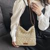 Chic Handmade Paper Straw Crossbody Bag Solid Color Zipper Closure Shoulder Messenger Bags for Women Summer Beach Urban Outings