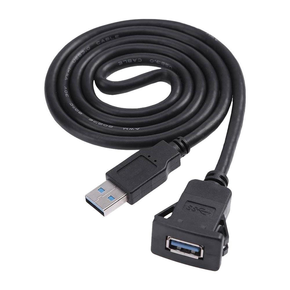 Car RV USB Socket Cabe USB2.0 Auto Car Flush Mount Extension Cord Dashboard Panel Square USB Cable 1M For Motorhome