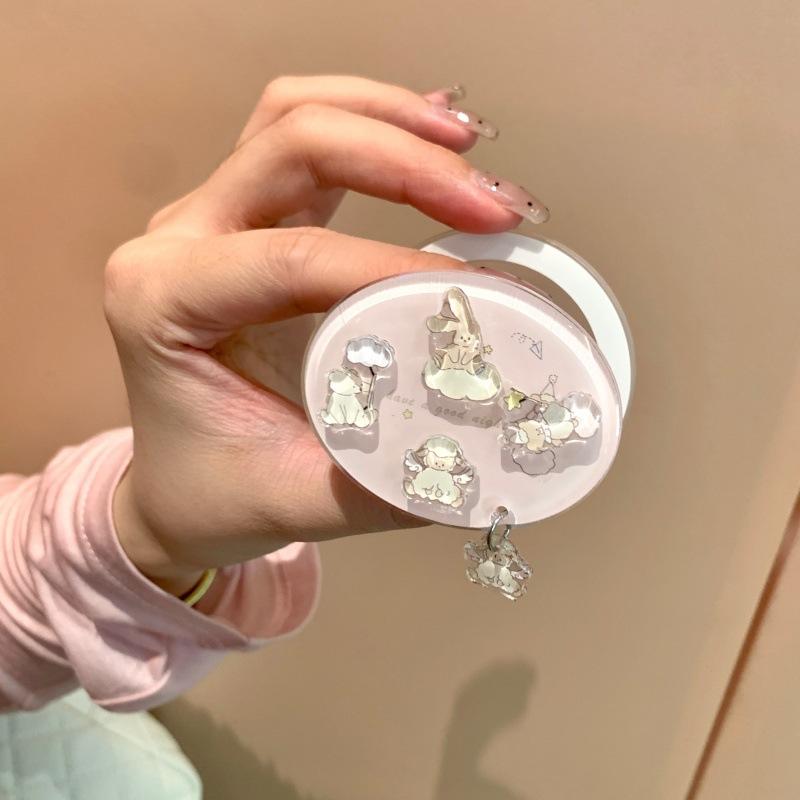 Korean Style Moon Stripe Animal Magnetic Stand Compatible with iPhone 17 Pro Max Apple 16 Phone Case 15 for Women 14