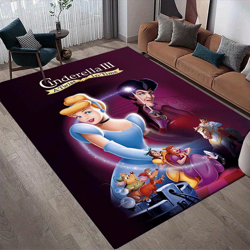1pc Cinderella Pattern Area Rug Soft Flannel Floor Mat for Living Room,Office,Bedroom and Carpet,Sofa Coffee Table Floor Mat