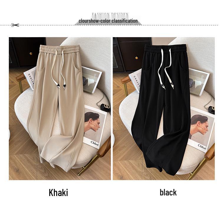 Super Fat Plus Size High Waist Ice Silk Straight-Leg Pants - Women's Summer Nine-Point Casual Style