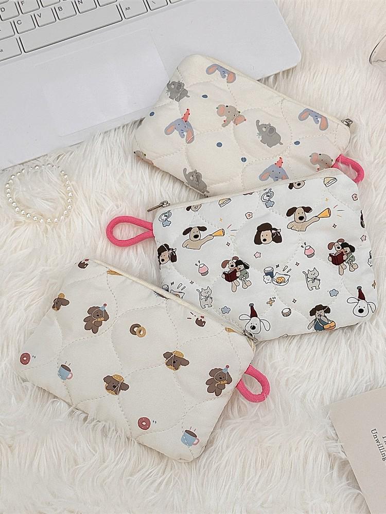 Cartoon Quilted Makeup Bag - Small Clutch & Coin Purse
