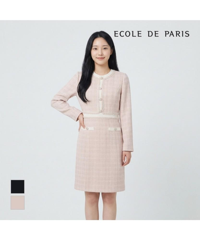ECOLEDEPARIS Round Neck Tweed Dress_Rb32Woae06Z