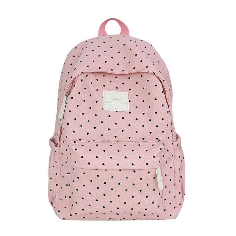 Japanese ins style schoolbag female college student simple polka dot girl backpack large capacity junior high school student girl backpack