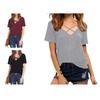 Stylowy Bawełniany T-shirt Damski Plus Size z Dekoltem V, Krótkim Rękawem, Luźnym Krój