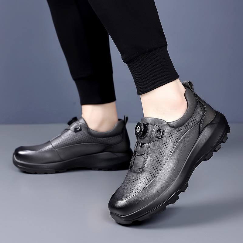 Men's Spring 2026 Rotating Buckle Leather Shoes - Business Casual, Outdoor Fashion, Sports, Travel, and Mountaineering.