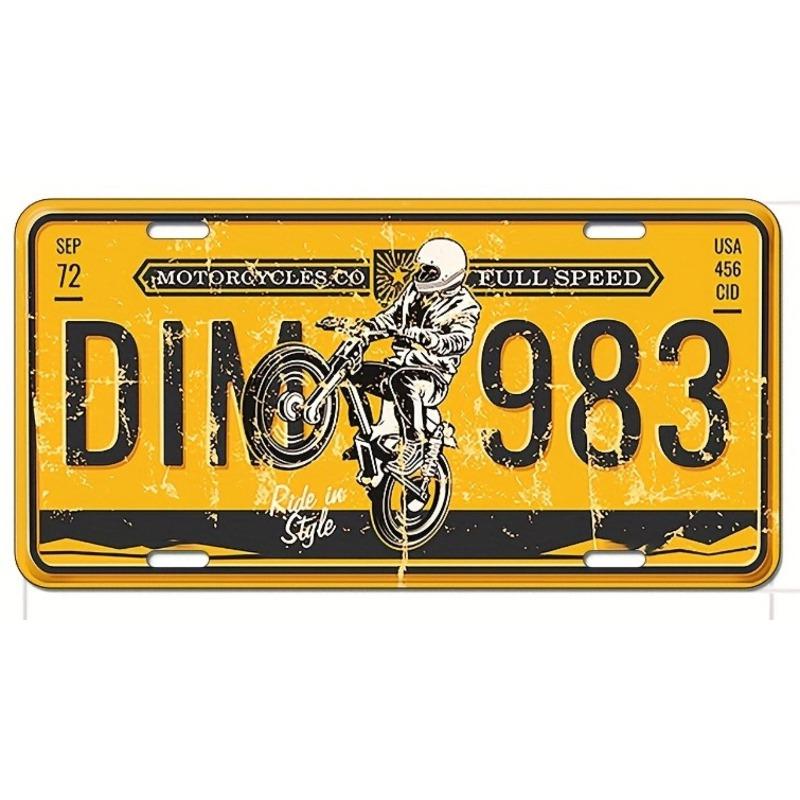 Motorcycle Souvenir License Plate, Metal Auto Wall Decor 15x30cm