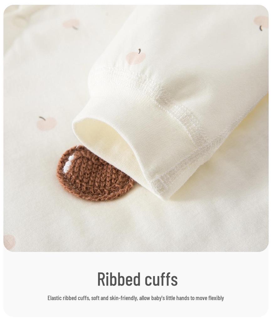 Klasse A Baumwolle Baby Langarm-Oberteil & High-Waist Hose Set, Druckknöpfe, Ganzjahresartikel, Leicht, Neugeborenen Unterwäsche