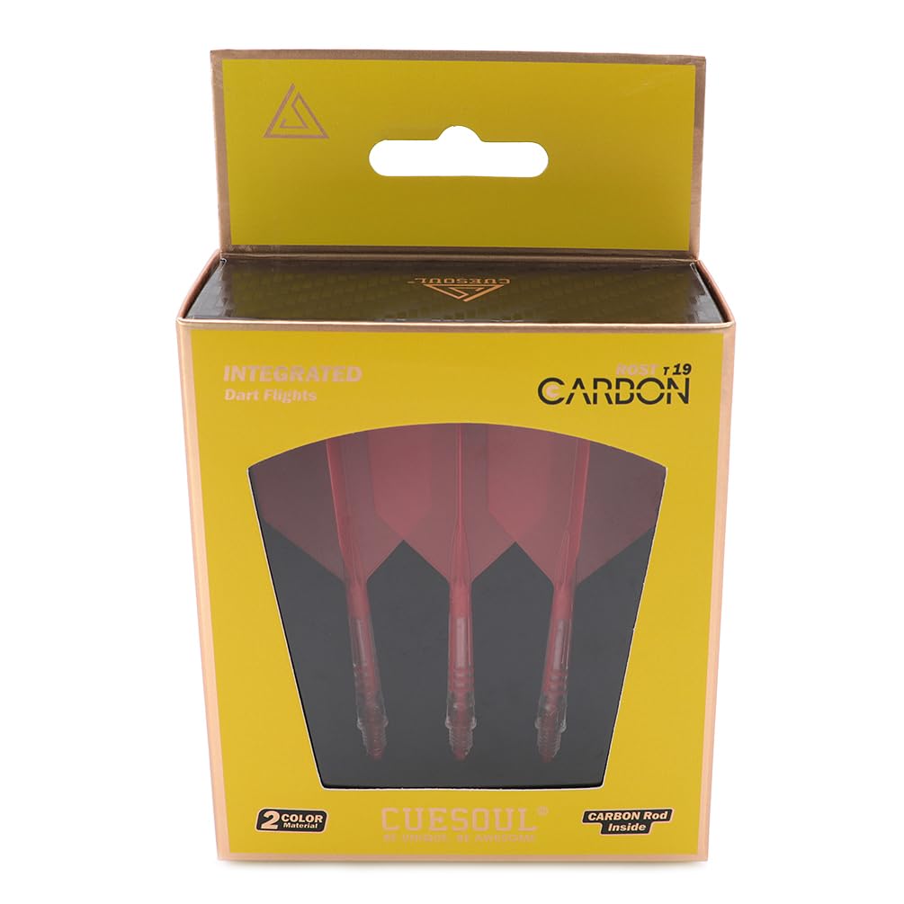 CUESOUL ROST AK57 T19 Carbon Fiber Rod with Integrated Big Wing Set of 3 Flights, Shape, (CS-AK572-5)