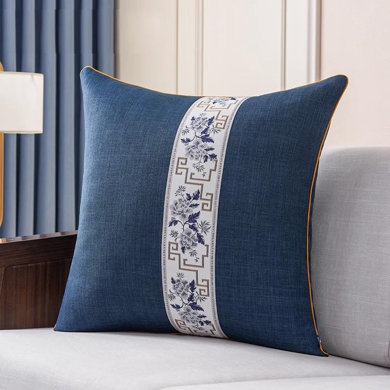 Chinese Style Lumbar Pillow and Sofa Back Cushion with Cover, for Living Room or Bedside