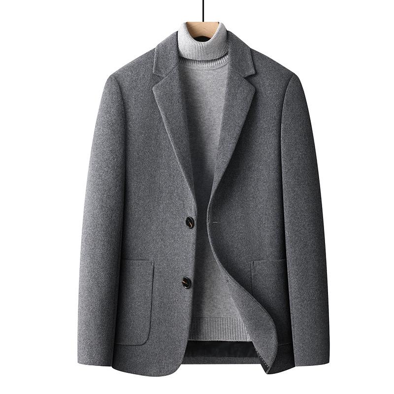 

Men s Single-Faced Cashmere Overcoat - Autumn/Winter Solid Color Short Wool Suit XL-180