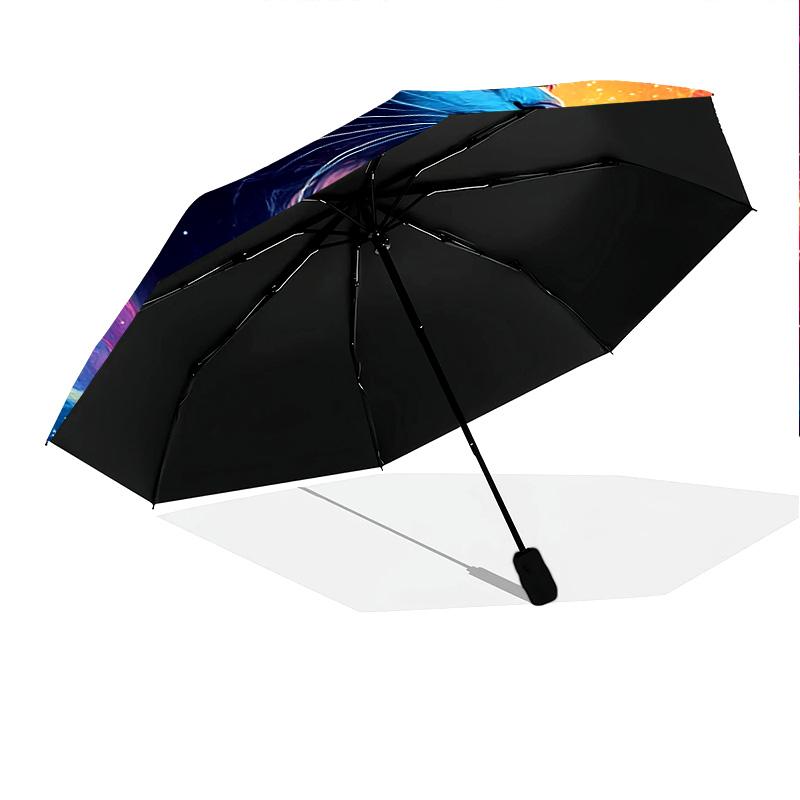 1 PC Automatic Folding Umbrella - Cosmic Cat Pattern, Portable & Foldable Design with 8 Ribs, Christmas Birthday Gifts