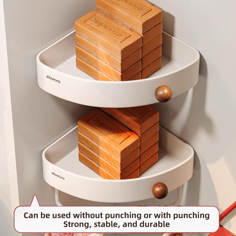 Milky White Bathroom Shelf, No-drill, for Sink, Toilet, Shower Room Wall Storage, Corner Organizer