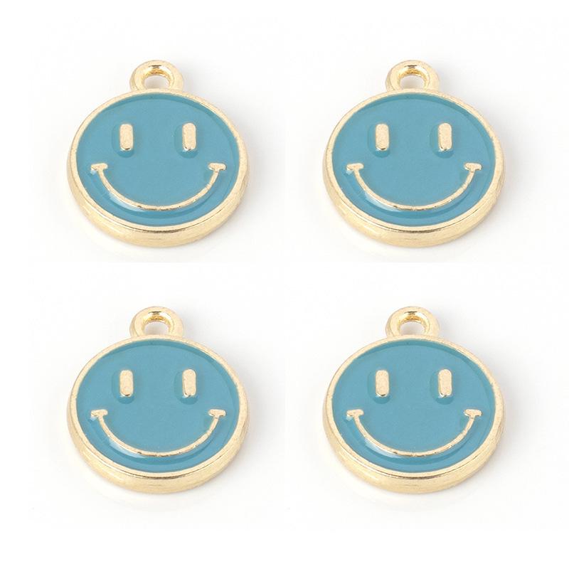 Round Alloy Oil Drip Mini Pendant Vibrant Smiley Face Charm Handcraft Ornament Fashion Bracelet Necklace Earring Making Raw