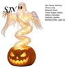 Decorative Lighted Autumn Sculptures Halloween Swirling Ghost Pumpkin Yard Lamp, Spooky Outdoor Holiday Lawn Accents Statue, Warm LED Decoration