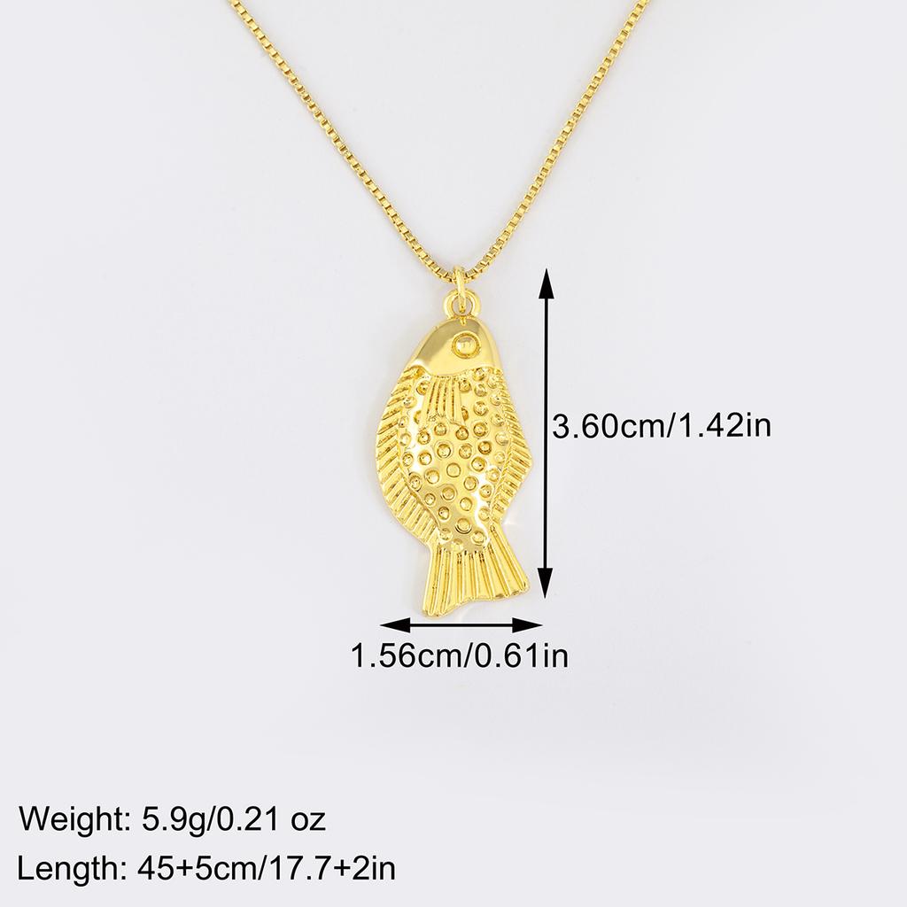Nidin New Fashion Women's Minimalist Textured Fish Pendant Necklace Tone Animal Jewelry for Everyday Wear Perfect Gift for Her