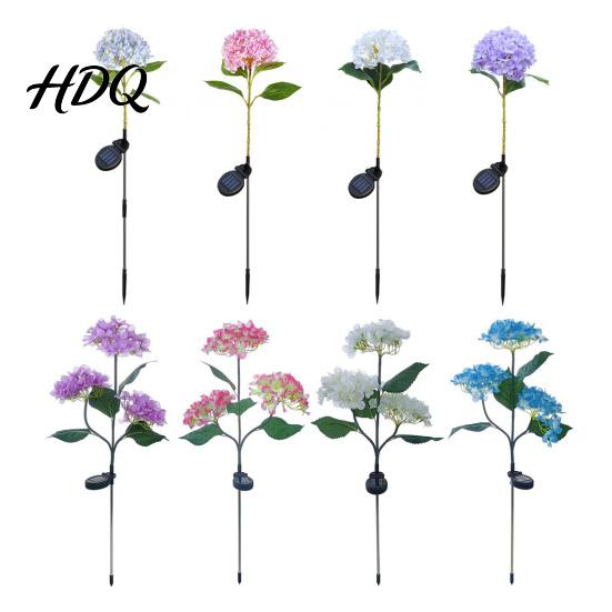 Solar Powered Patio Decor Fairy Hydrangea Lights Garden Stake Waterproof LED Flower Light Lights Colorful Outdoor Lamp for Lawn Pathway