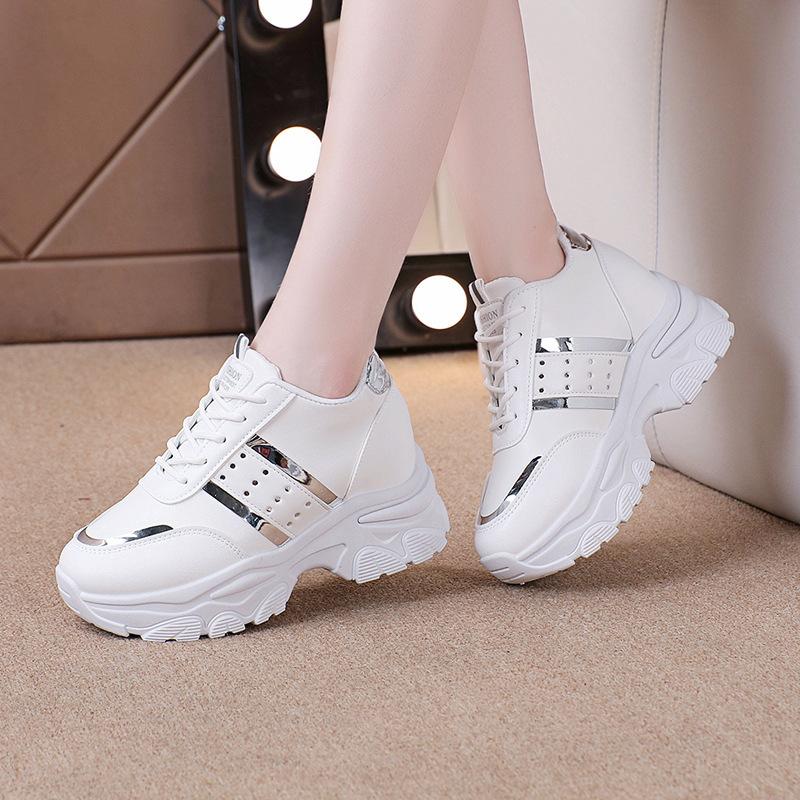 

Boutique Women s Breathable Sneakers Korean Edition Fashion Versatile Casual Board Shoes Soft soled Youth Sports Running Shoes 42 серебряный